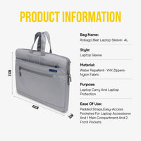 Robago Blair Grey laptop sleeve-4L Material-Polyester