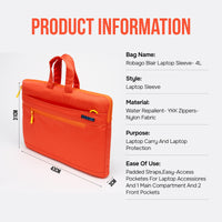 Robago Blair orange laptop sleeve-4L Material-Polyester