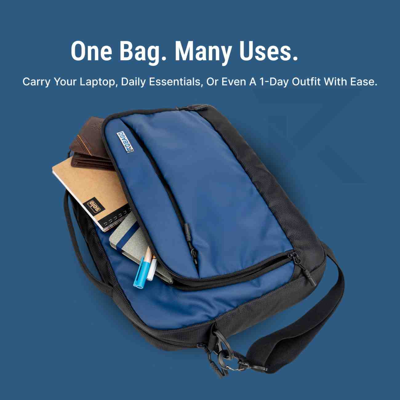 Robago Hugo Navy blue executive bag-12L                                  Material-Polyester