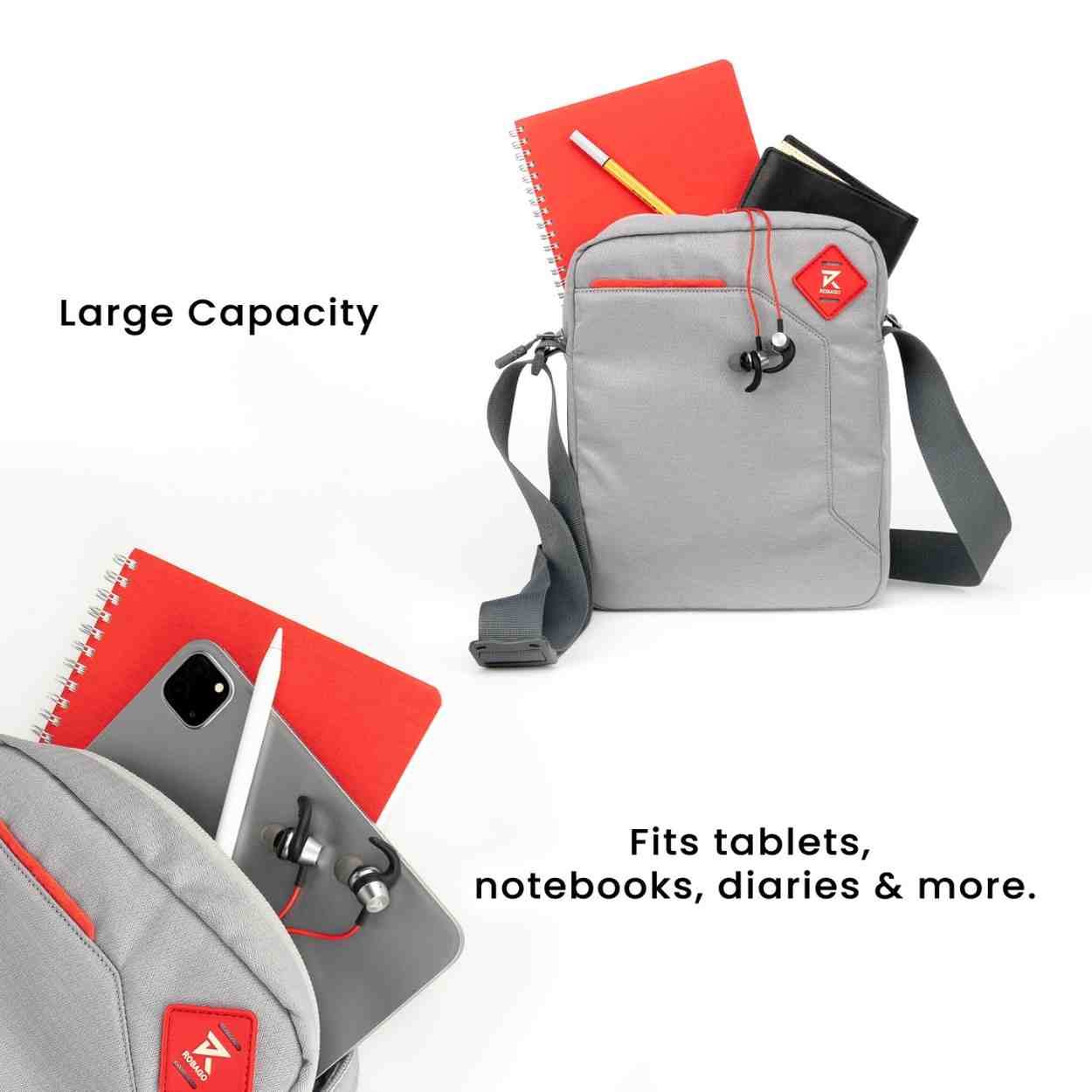 Robago Vertex 1.0 Grey sling bag-4L Material-Polyester