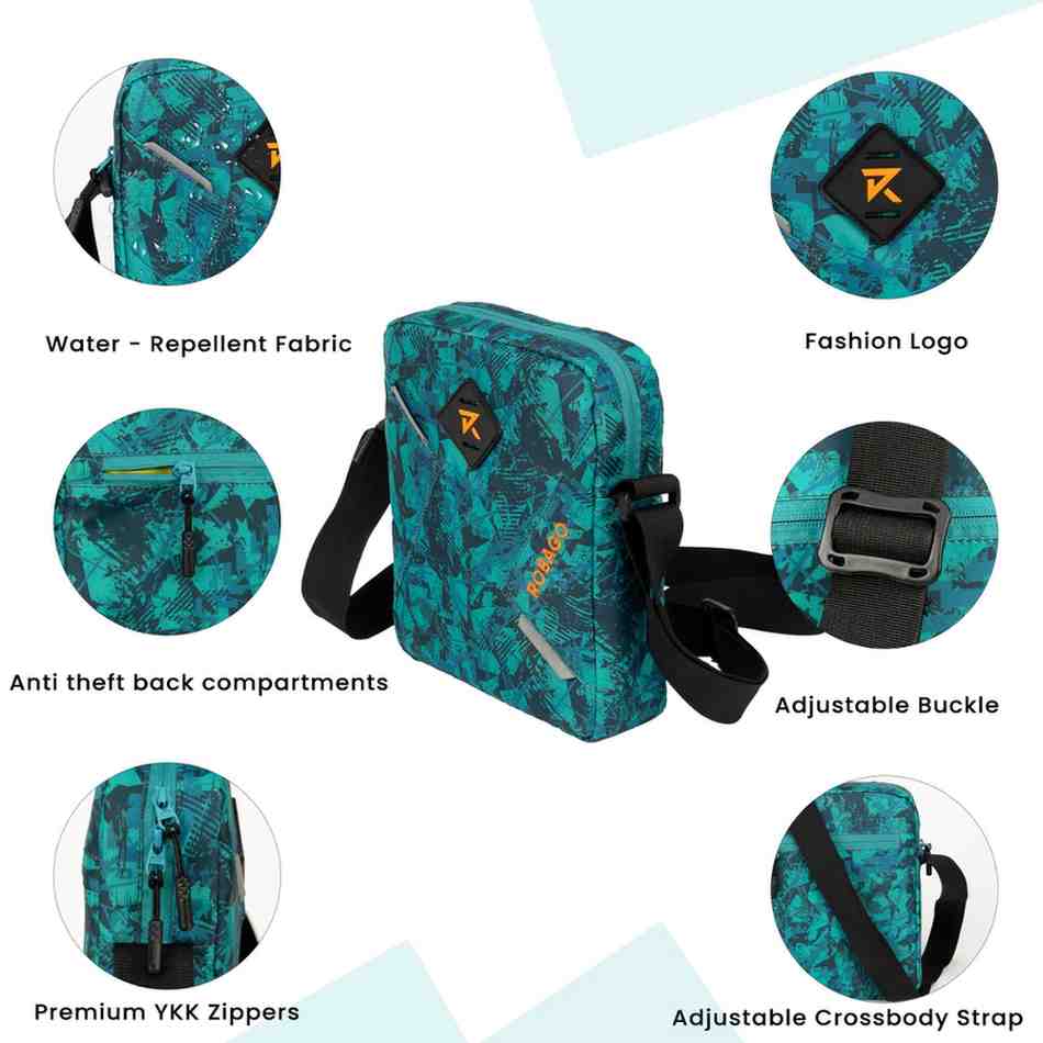 Robago Vertex 2.0 Green sling bag-6L Material-Polyester