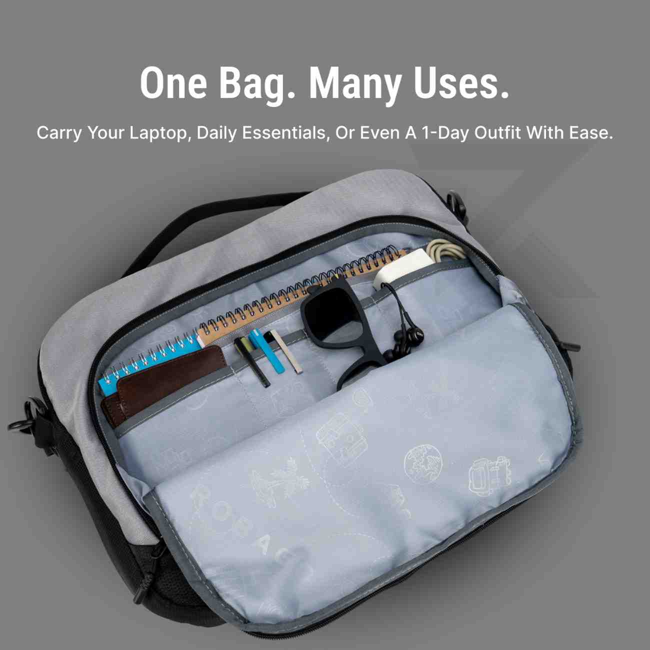 Robago Hugo Grey executive bag-12L                                  Material-Polyester