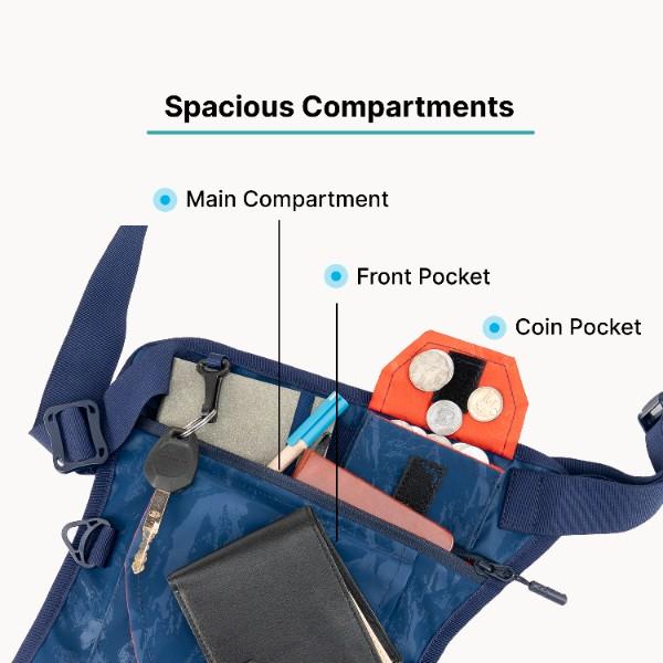 Robago Dash-5L Blue 2 in 1 Sling bag Mateial-Polyester