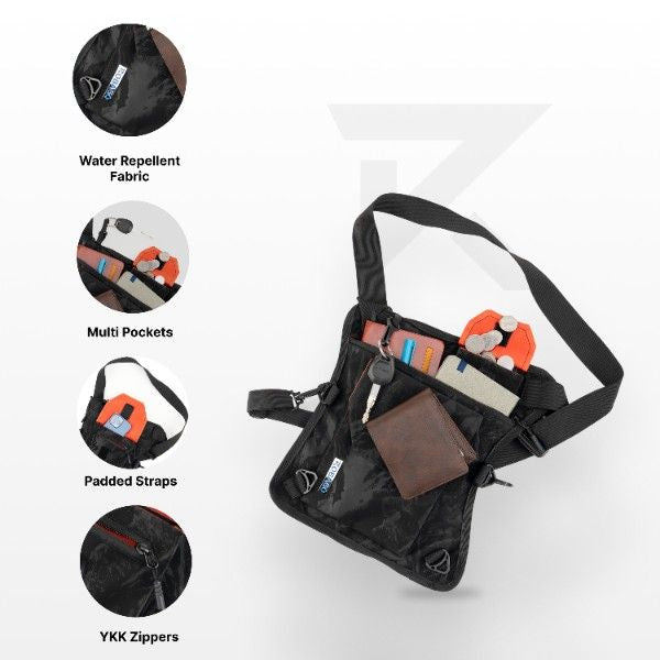 Robago Dash-5L Black2 in 1 Sling bag Mateial-Polyester