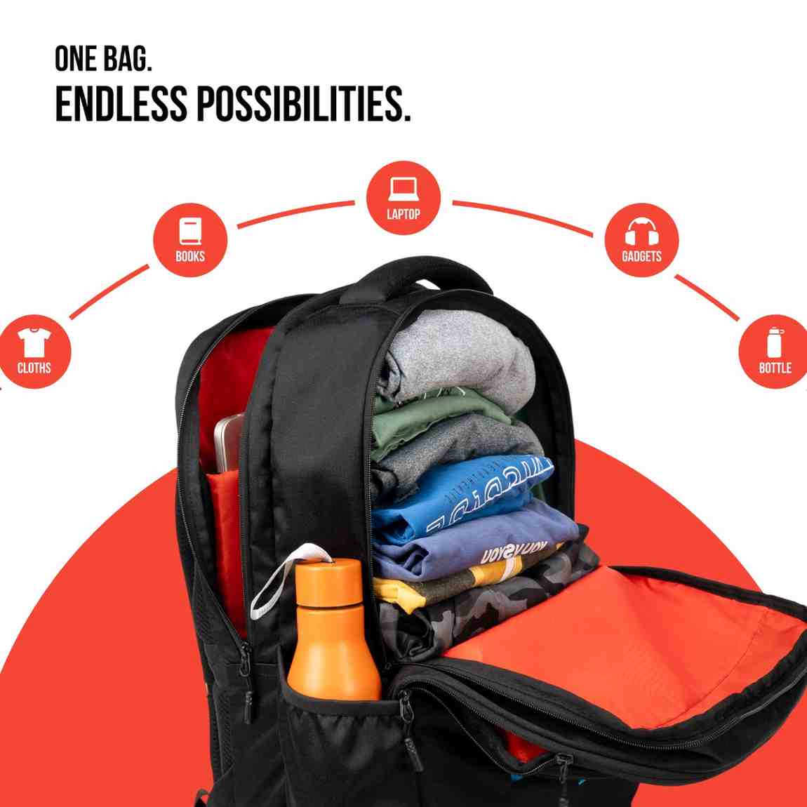 Robago Romeo-41L black Laptop backpack Material-Polyester